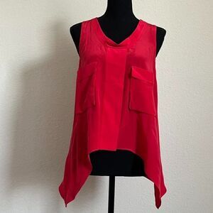 BCBGMAXAZRIA Tiiu Red Berry Silk Top with Open Back Size XXS